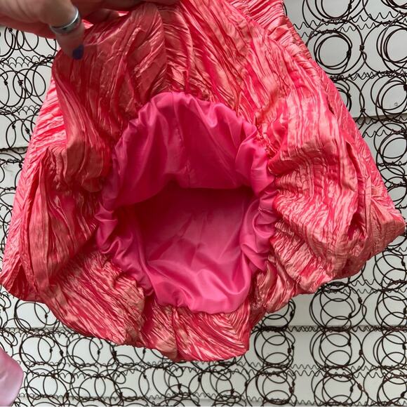 Vintage 80s 90s Jessica McClintock coral bubble strapless ruched prom dress - Picture 7 of 9